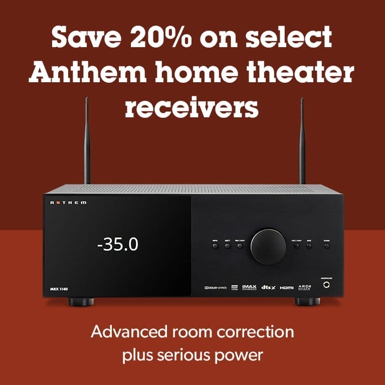 Save 20% on select Anthem home theater receivers. Advanced room correction plus serious power.