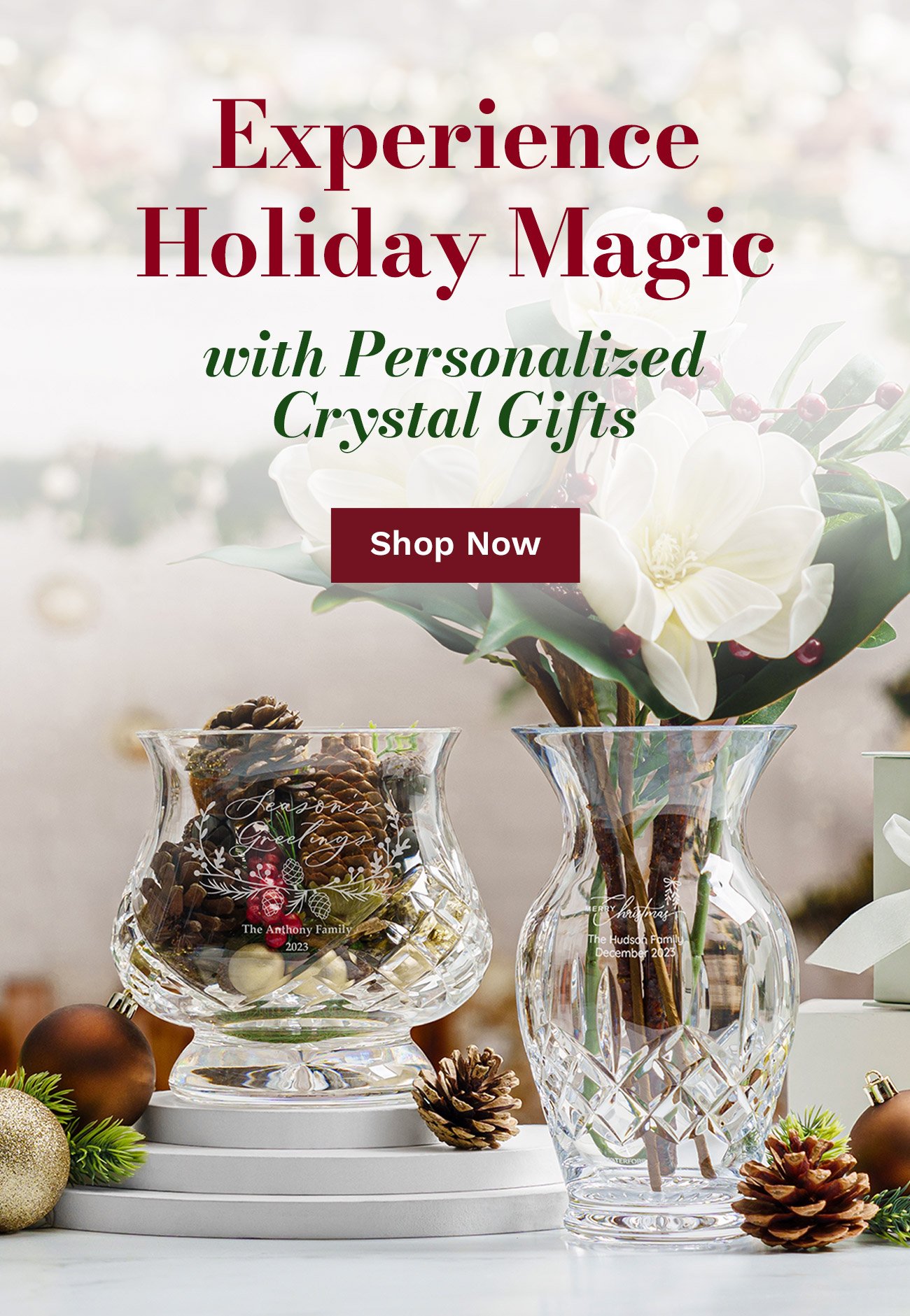 Experience Holiday Magic with Personalized Crystal Gifts. Shop Now.