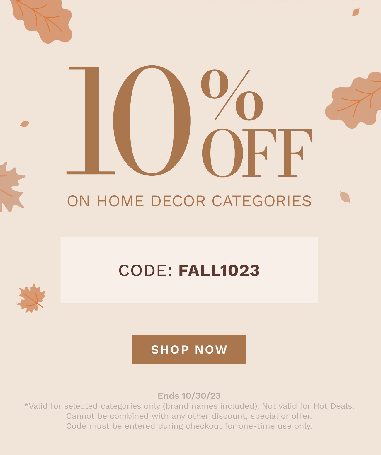 10% Off Home Decor Categories