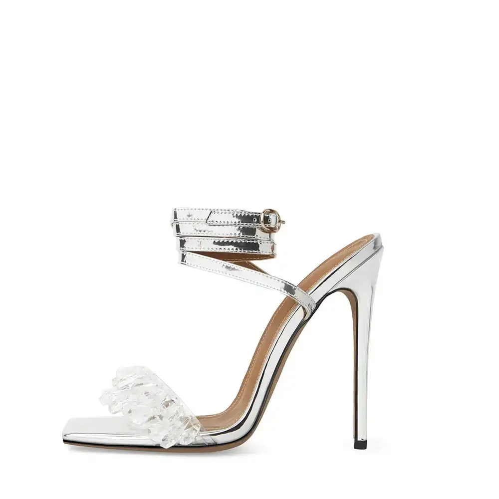 Image of Cybil Clear Drip Chandelier Ankle Wrap Heels