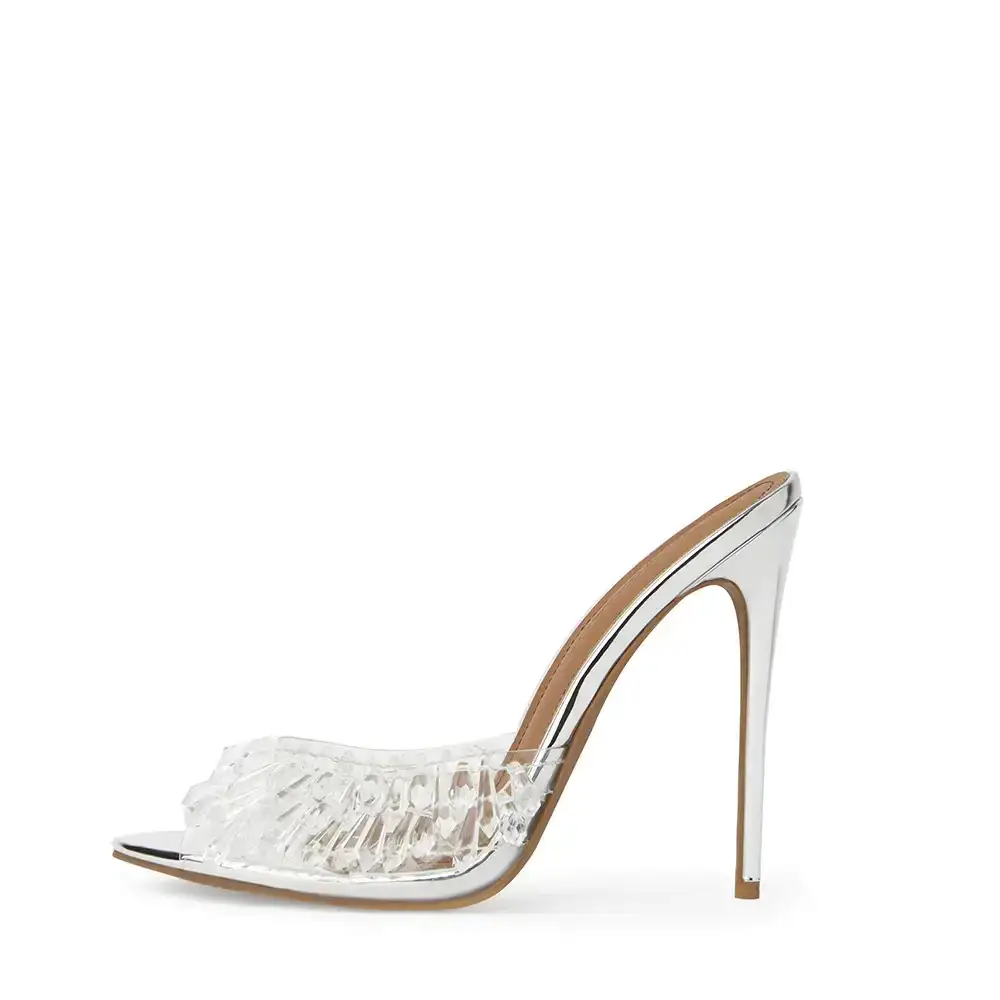 Image of Goldie Clear Drip Chandelier Open Toe Mules