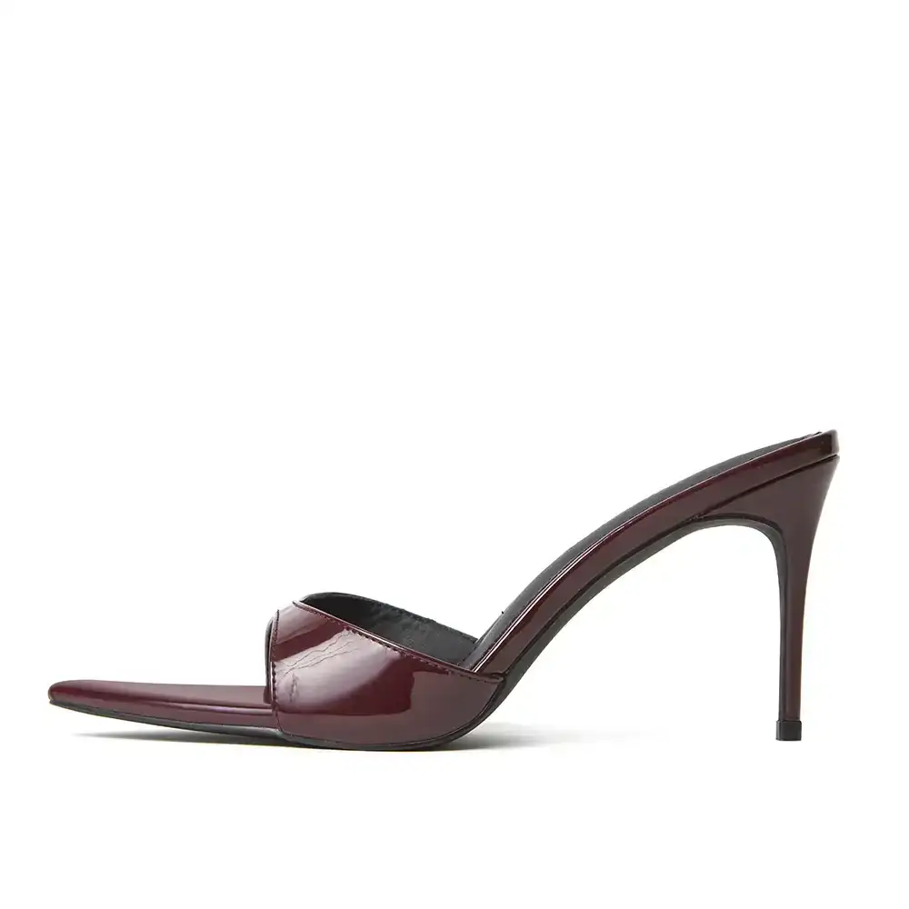 Image of Gia Wine Patent Leather Vegan Mules 80 mm