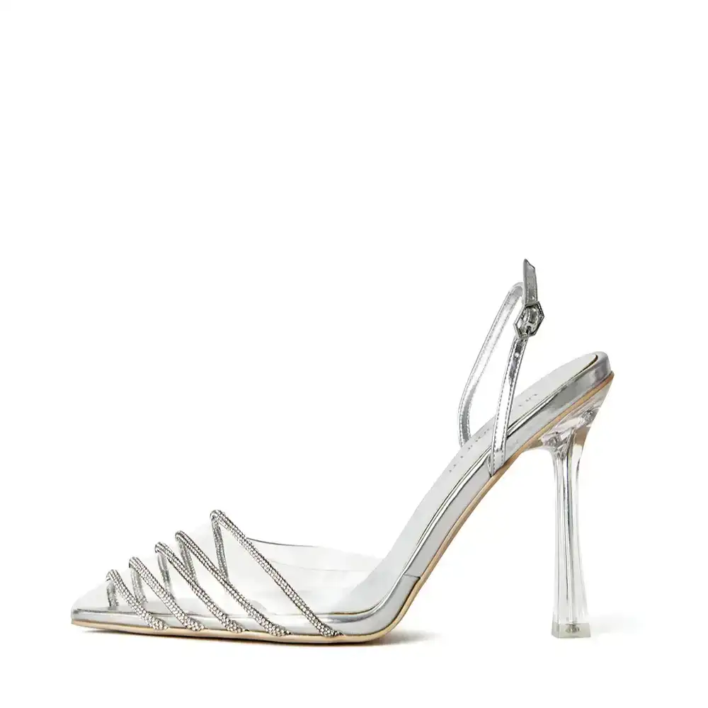 Image of Kate Clear Crystal Sling Back Heels