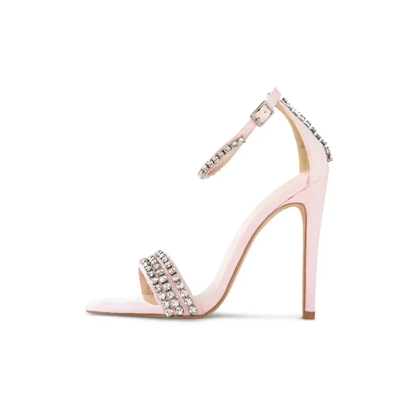 Image of Shirin Rose Pink Vegan Suede Rhinestone Heels