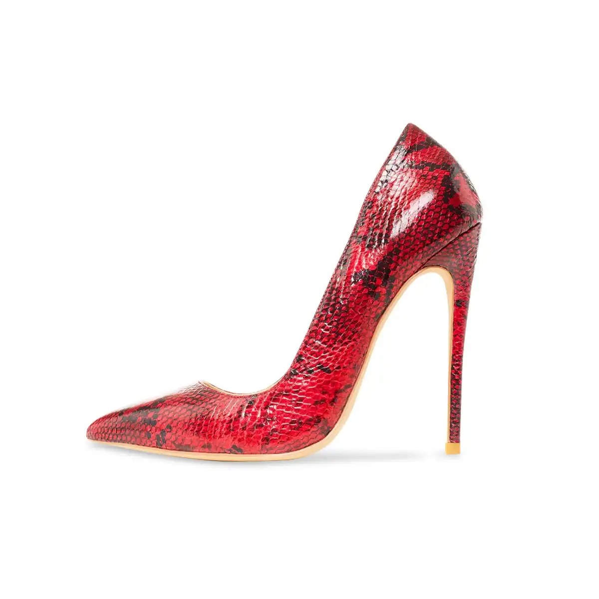 Image of Gloria Red Vegan Snake Pumps