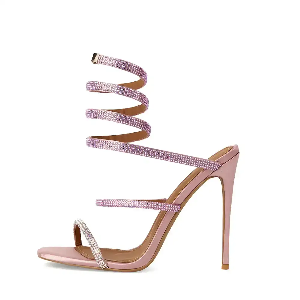 Image of Aphrodite Pink Wrap Open Toe Heels