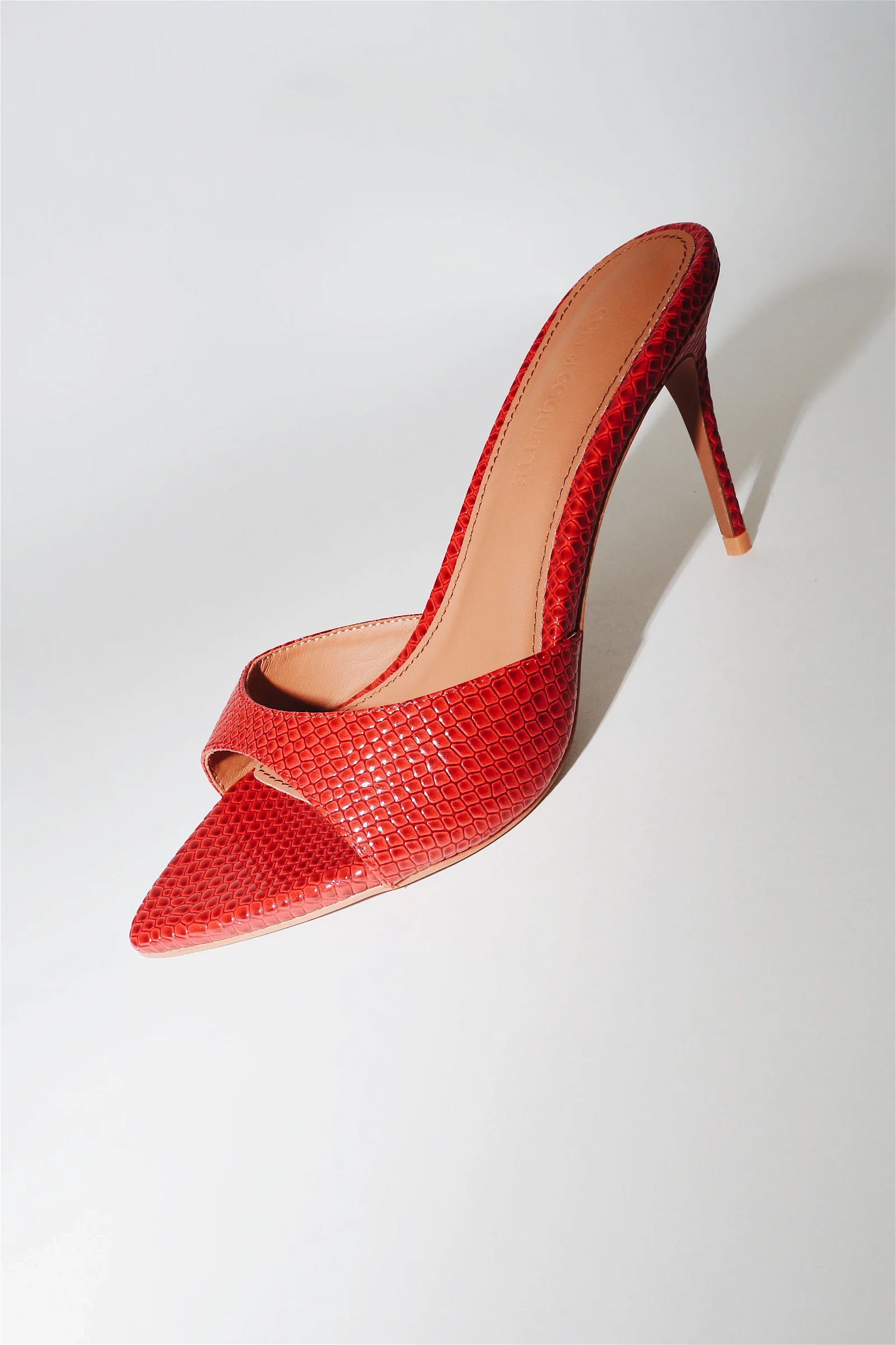 Image of Gia Red Reptile Vegan Mules 80 mm