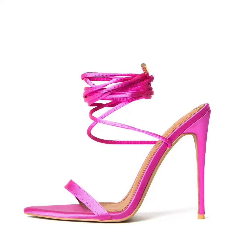 Image of Raquel Hot Pink Satin Heels