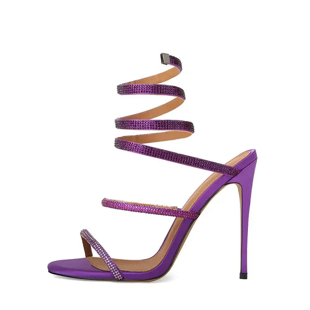 Image of Aphrodite Purple Wrap Open Toe Heels