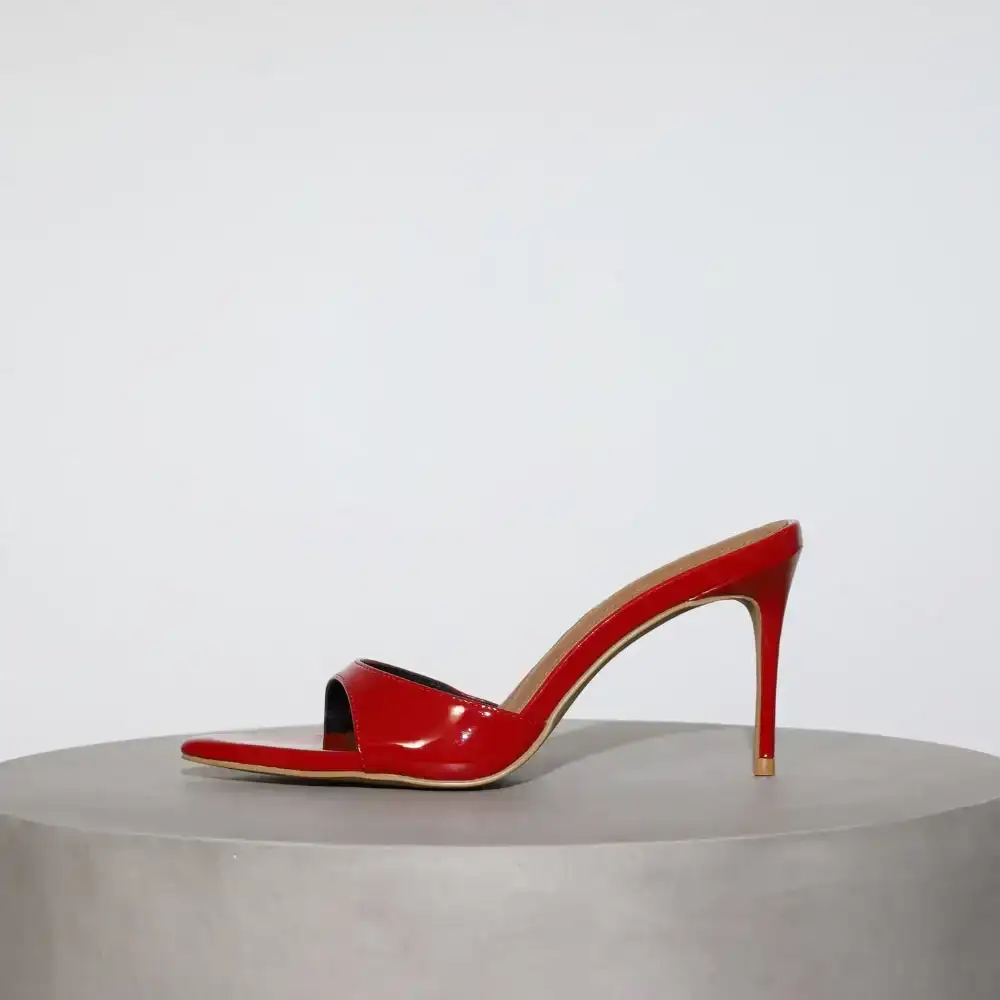 Image of Gia Red Patent Leather Vegan Mules 80 mm