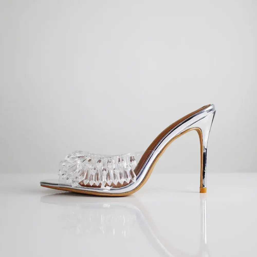 Image of Goldie Clear Drip Chandelier Open Toe Mules 100 mm