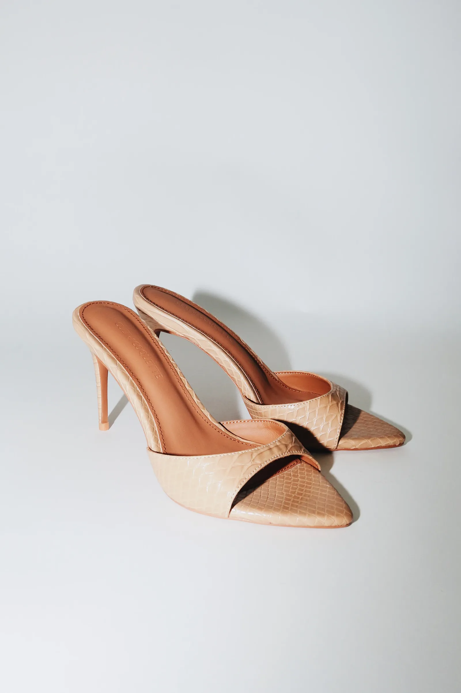 Image of Gia Nude Reptile Vegan Mules 80 mm