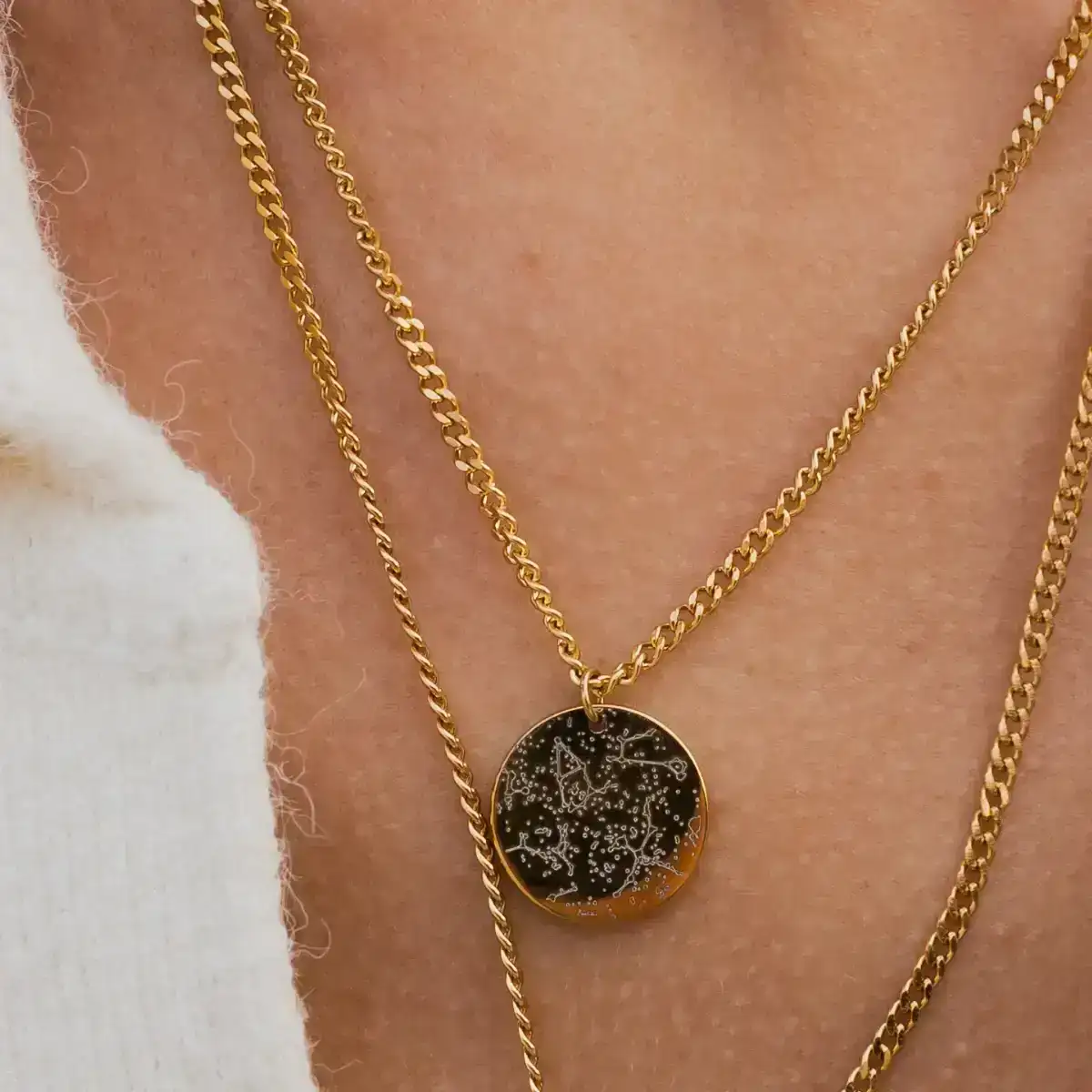 Image of Custom Star Map Coin Necklace