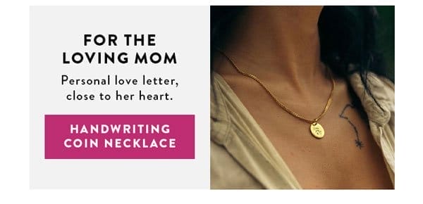 For the loving mom: Handwriting Coin Necklace