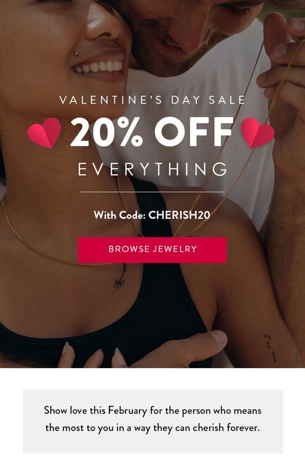 Valentine's Day Sale: 20% Off Sitewide!