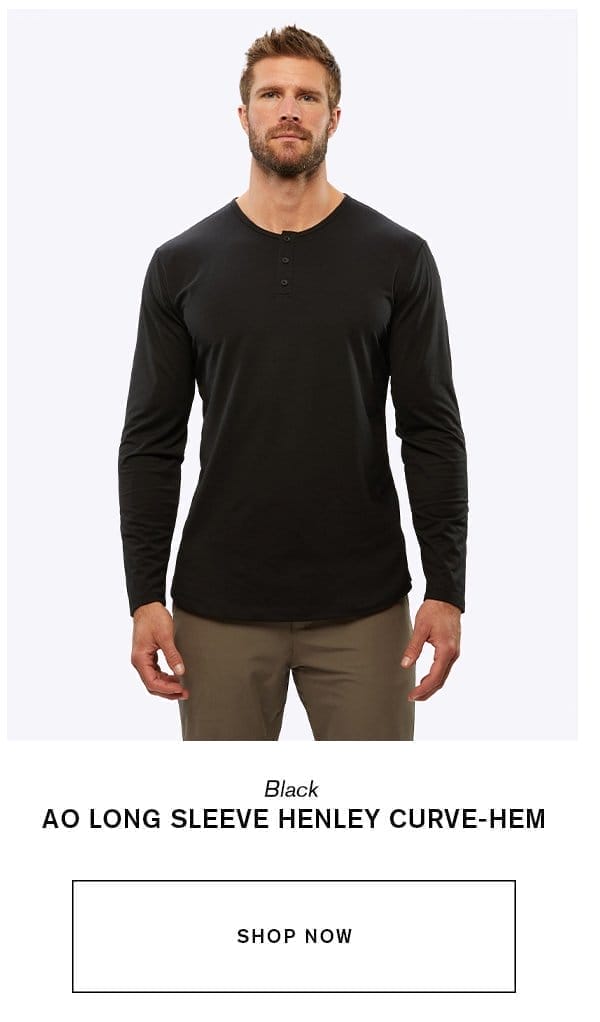 AO Long Sleeve Henley Curve-Hem