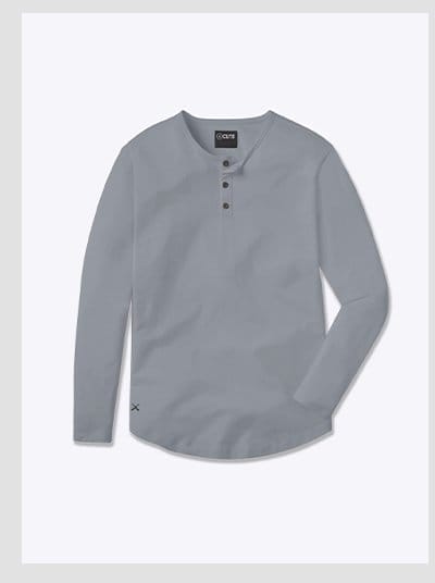 AO Long Sleeve Henley Curve-Hem