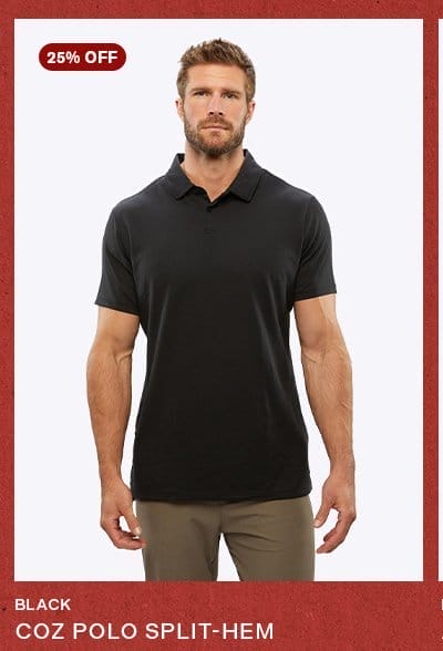 Black COZ Polo Split-Hem