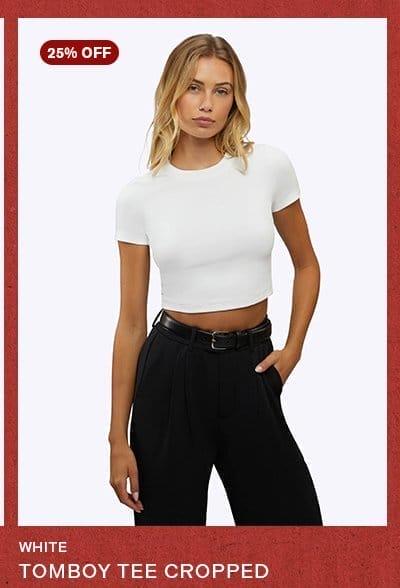 White Tomboy Tee Cropped