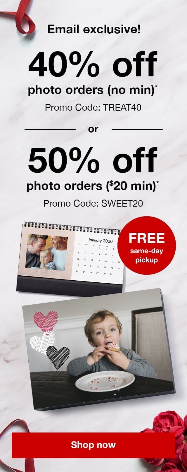 40% or 50% off photo orders*