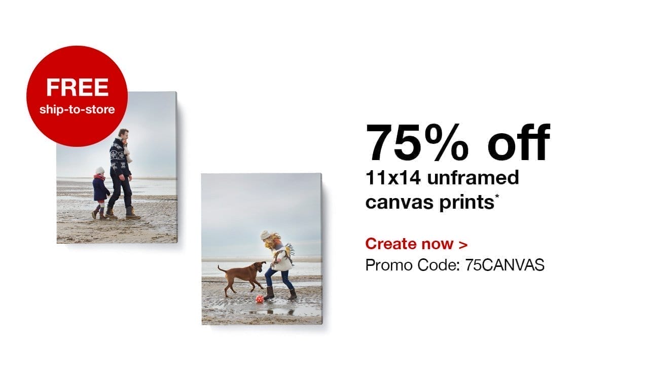 75% off 11x14 unframed canvas prints*