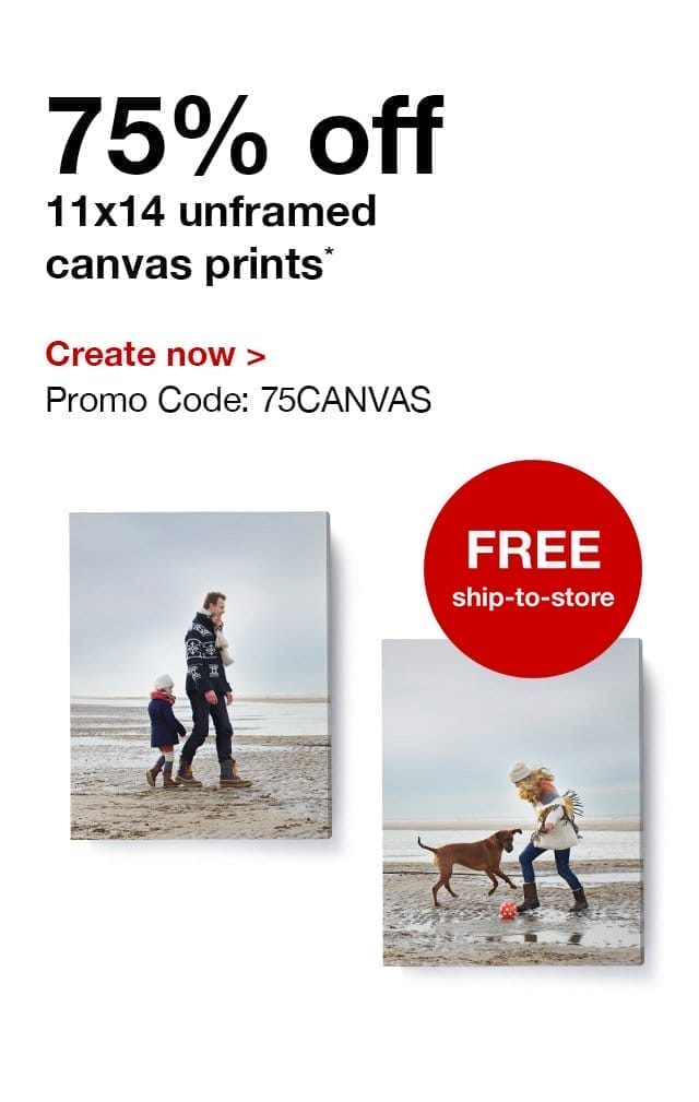 75% off 11x14 unframed canvas prints*