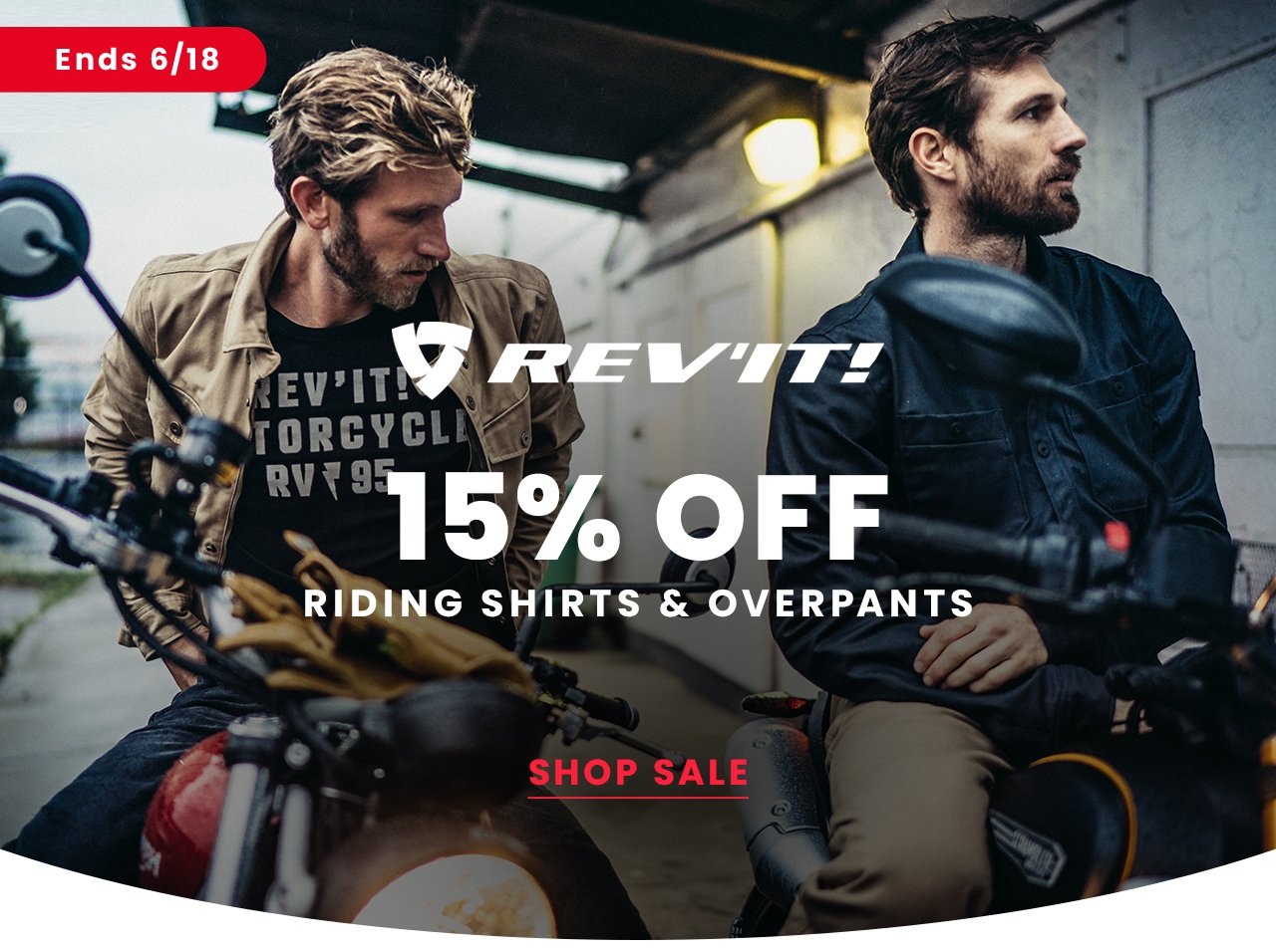 REV'IT! 15% off riding shirts & overpants