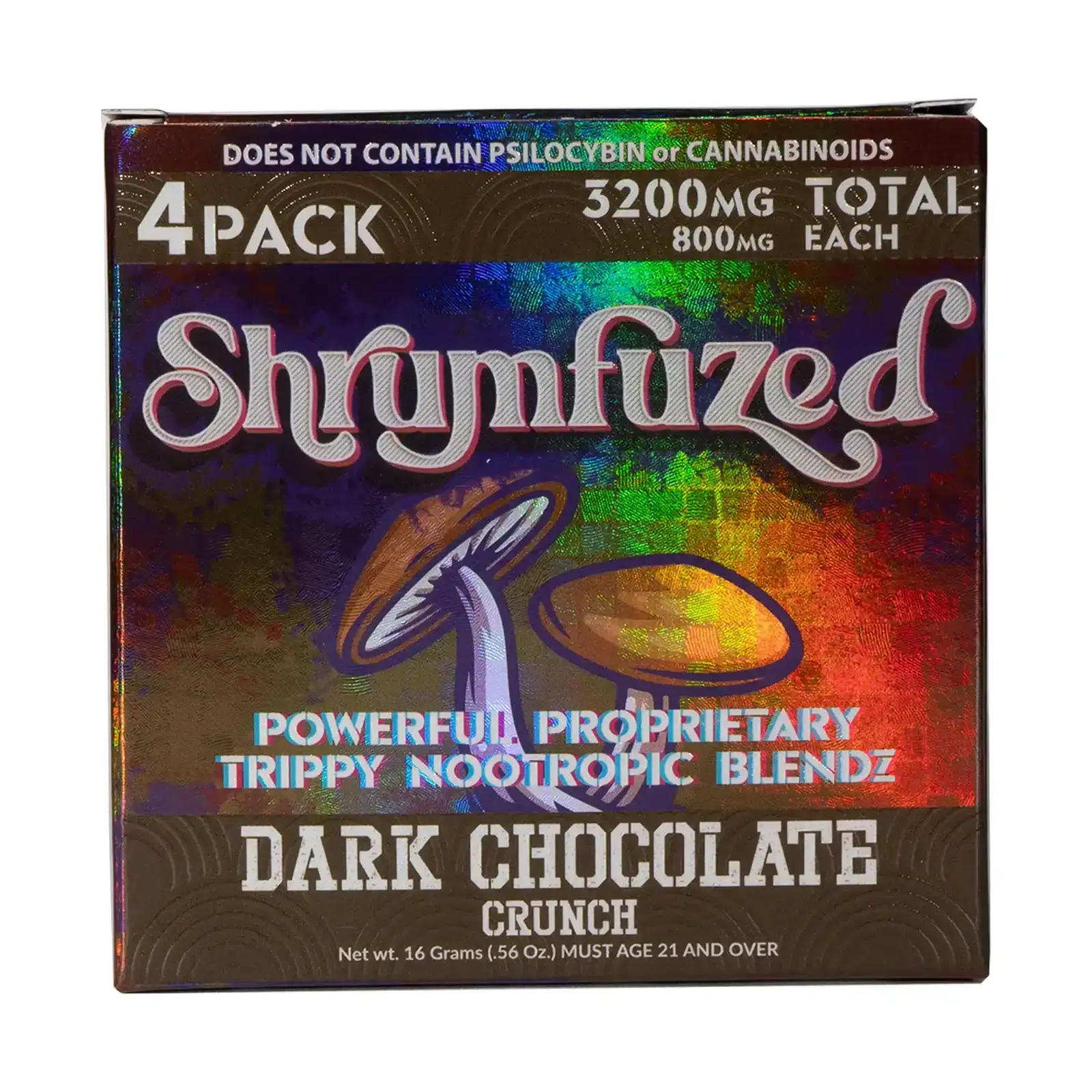 Image of Shrumfuzed Nootropic Trippy Psychedelic Mushroom Chocolate 4pc - Dark Chocolate Crunch