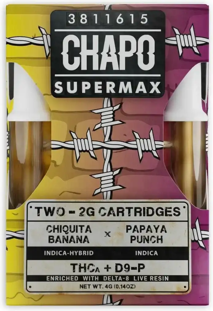 Image of Chapo Supermax Blend Duo Vape Cartridges 2g - Chiquita Banana x Papaya Punch