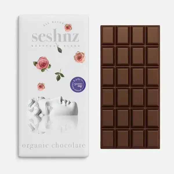 Image of Flurish Seshnz Organic Mushroom Chocolate Bar - Strawberry Champagne