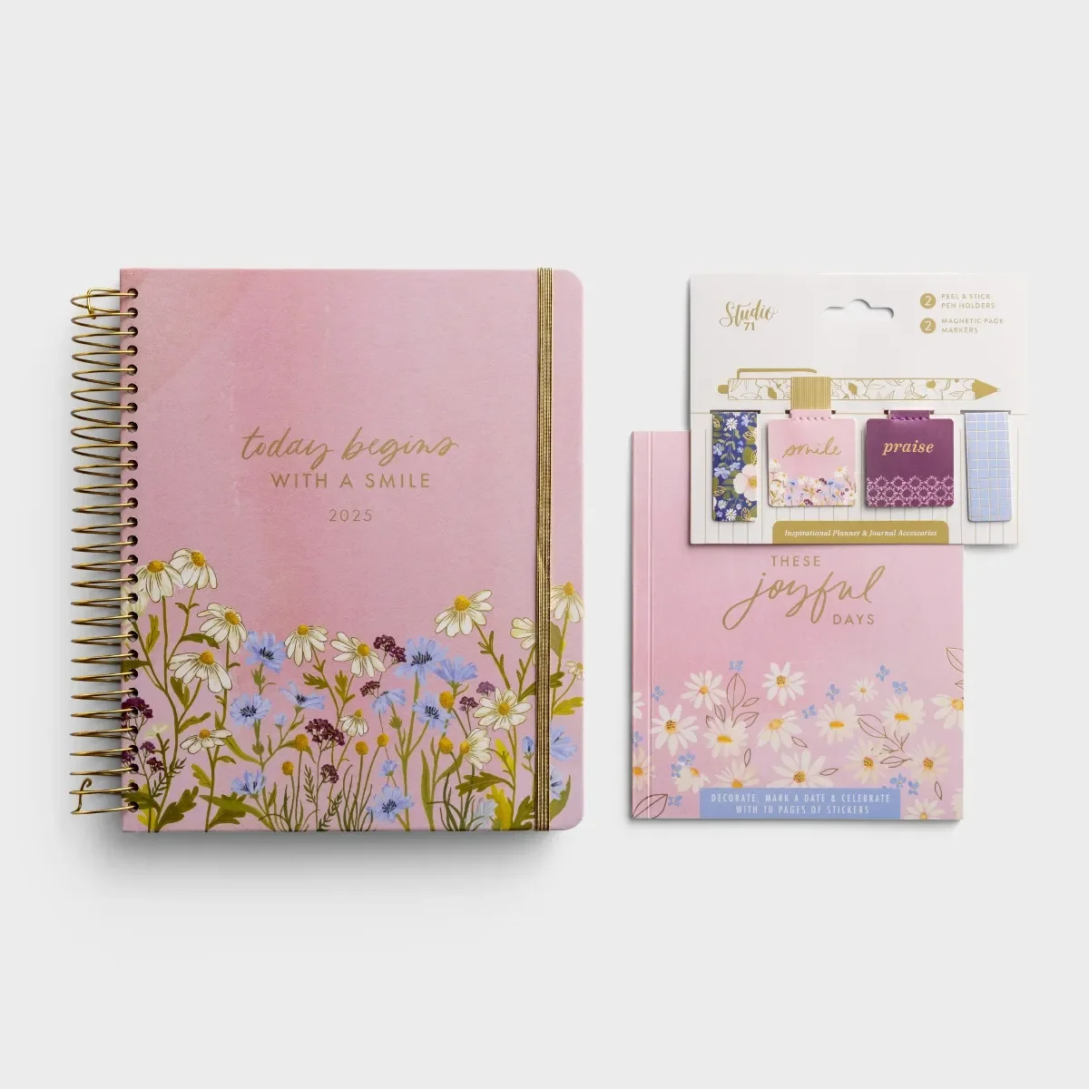 Studio 71 - 2024-2025 Premium Devotional Planner, Sticker Book + Magnetic Page Marker & Pen Holder - Gift Set