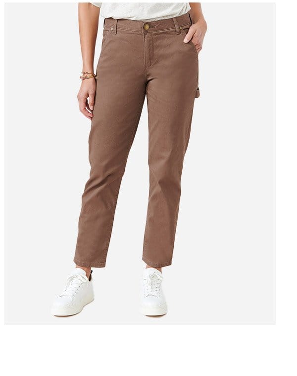 "Ab"solution® High Rise Brown Petite Carpenter Pants