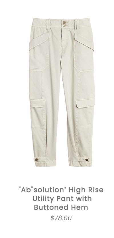 "Ab"solution High Rise Utility Pant with Buttoned Hem