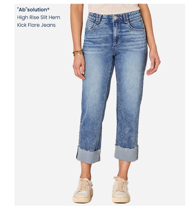 "Ab"solution High Rise Round Up Boyfriend Jean with Raw Hem