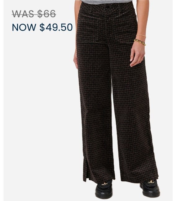 "Ab"solution Patch Pocket Houndstooth Print Wide Leg Pant