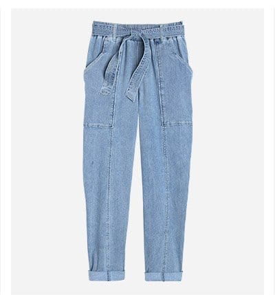 "Ab"leisure Skyrise Roll Cuff Barrel Leg Self Tie Jean