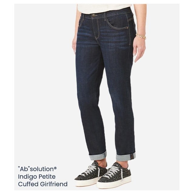 "Ab"solution® Indigo Petite Cuffed Girlfriend Jean