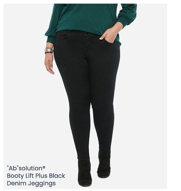 "Ab"solution® Booty Lift Plus Black Denim Jeggings