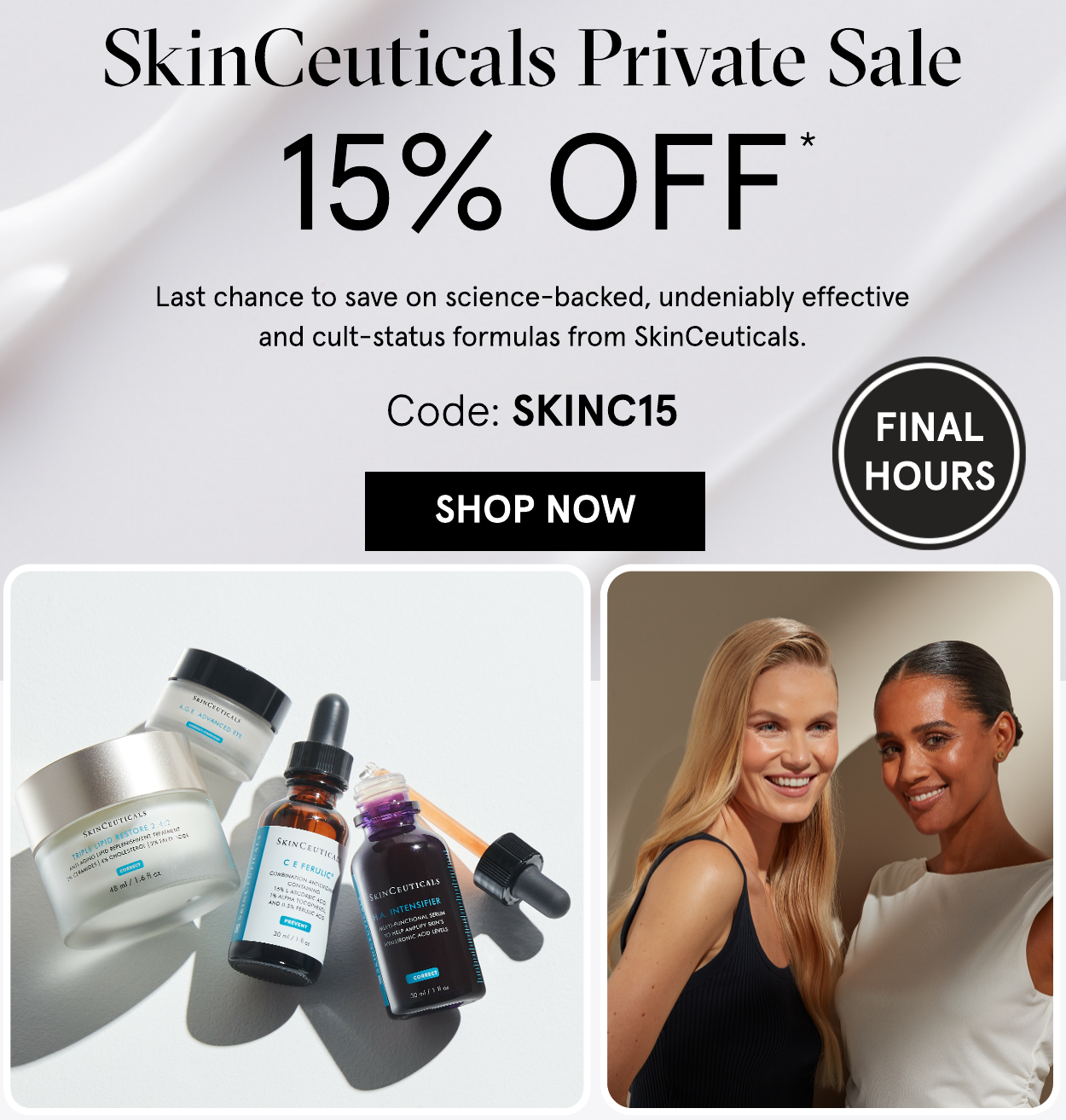 15 off SkinCeuticals with code: SKINC15