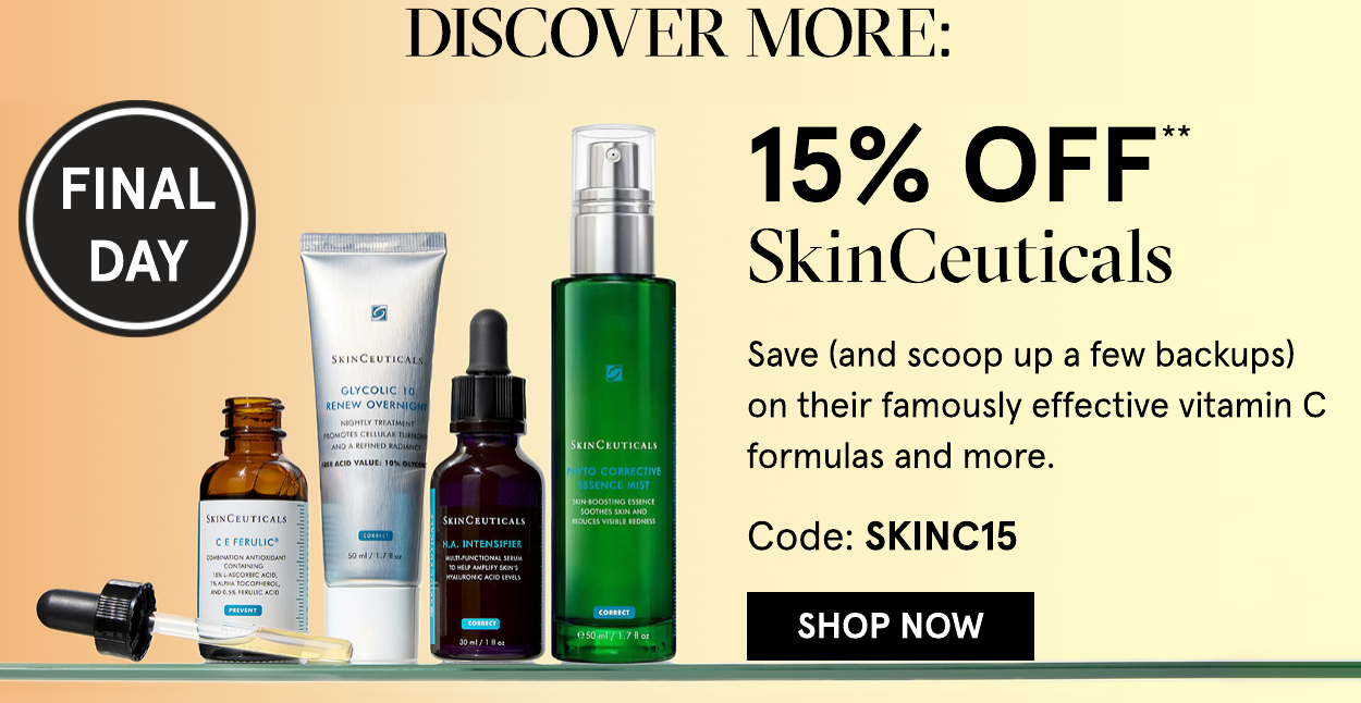 15 off SkinCeuticals with code: SKINC15