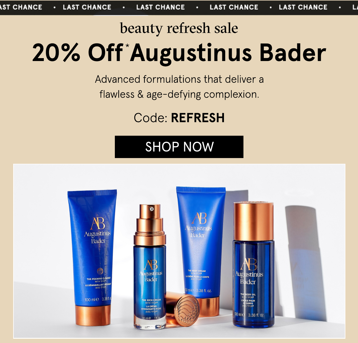 20% off Augustinus Bader with code REFRSH