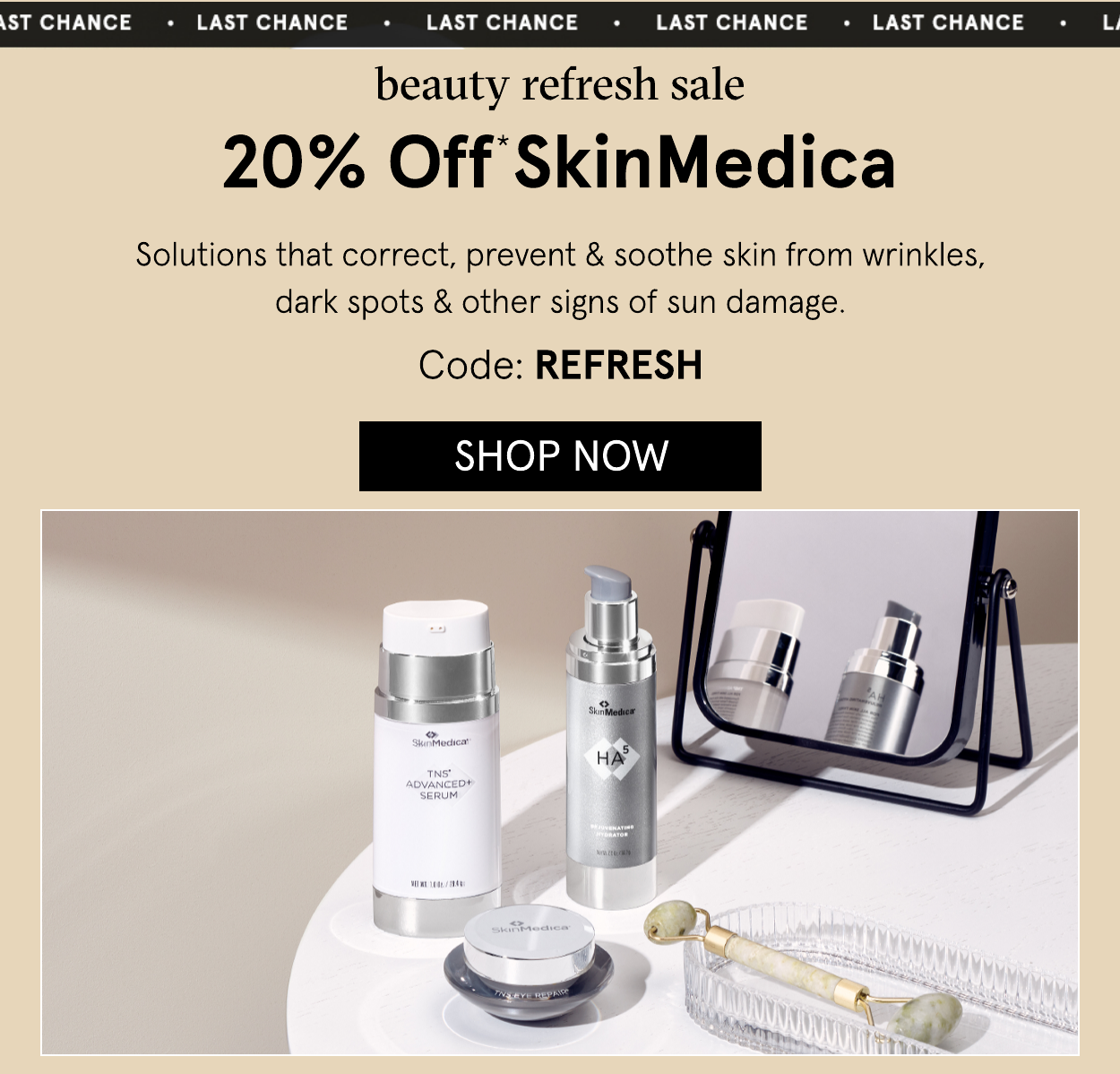 20% off SkinMedica with code REFRSH