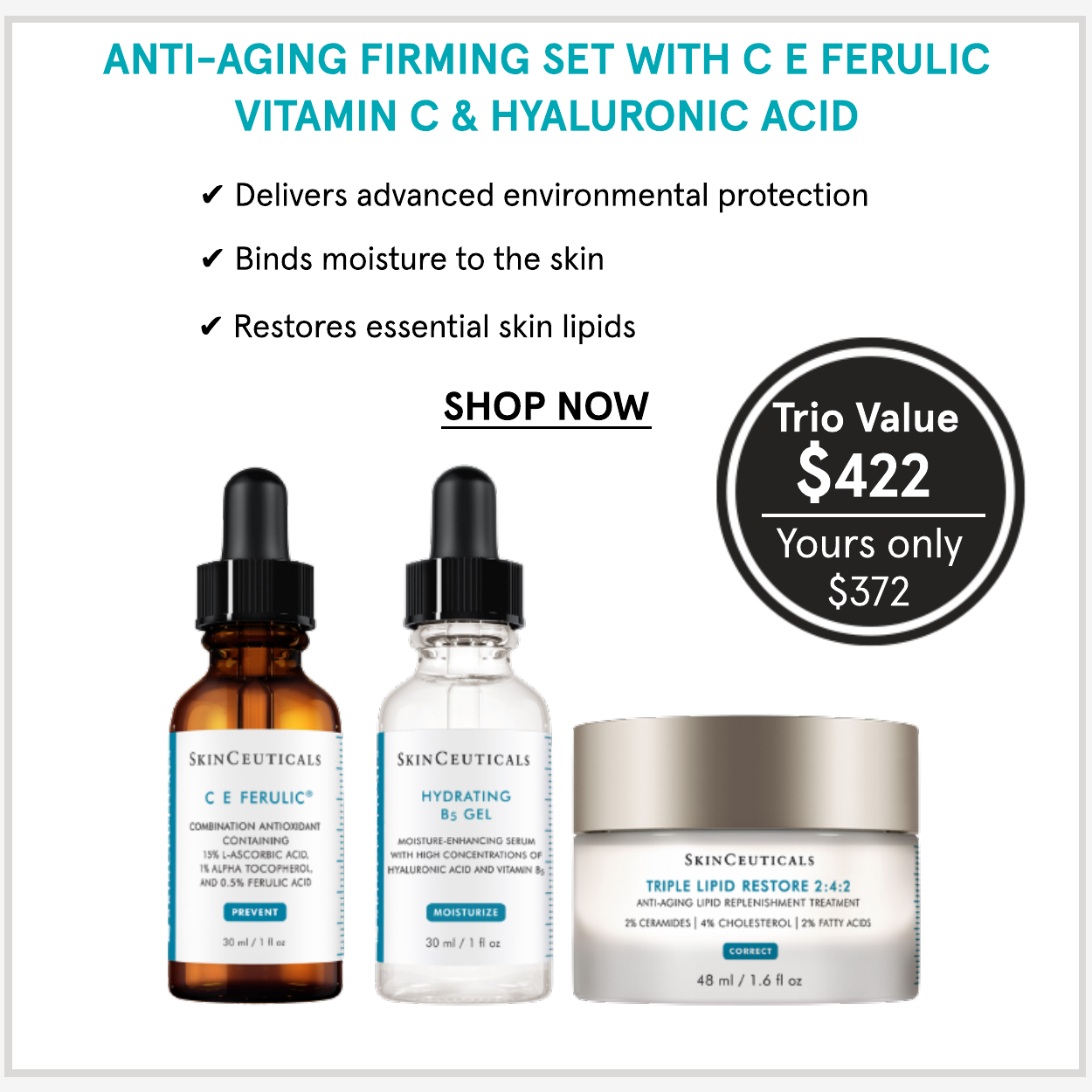 Anti-Aging Firming Set with C E Ferulic Vitamin C and Hyaluronic Acid
