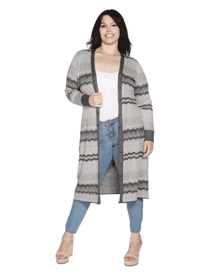 Zigzag Jacquard Button-Front Duster