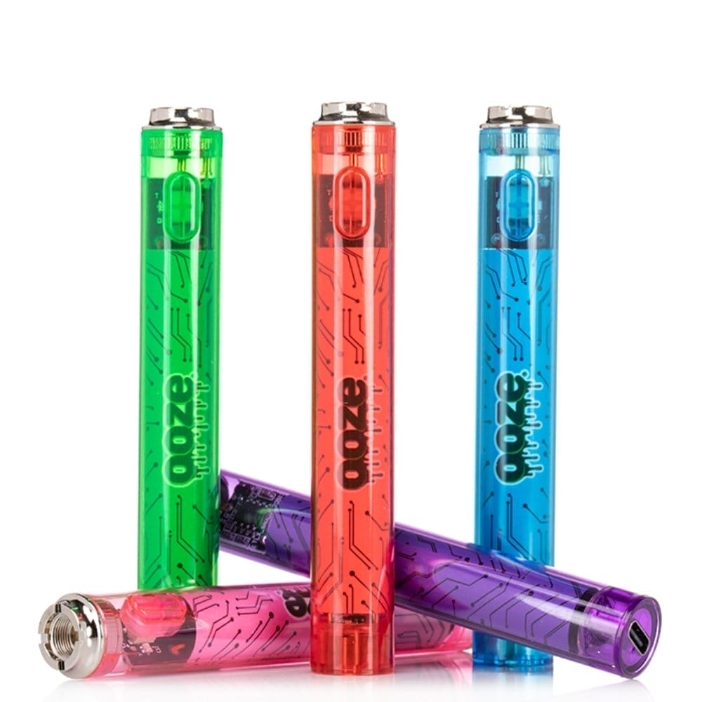 Image of Ooze Slim Clear Series 400mah 510 Vape Battery - ruby red