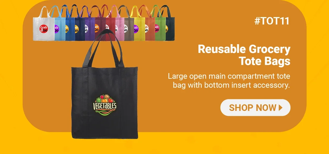 TOT11 | Reusable Grocery Tote Bags | Large open main compartment tote bag with bottom insert accessory.