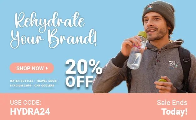 Sale Ends Today | Hydration Sale | 20% Off | Use Code: HYDRA24 | Shop Now | Discount applied to water bottles, travel mugs, stadium cups and can coolers.