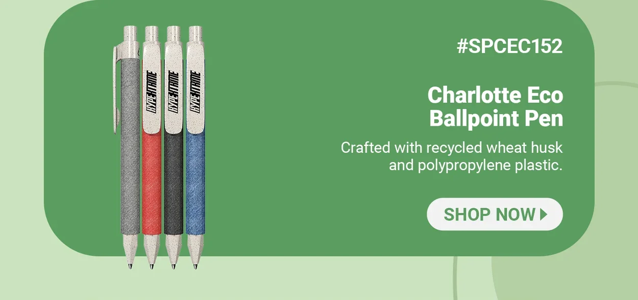 SPCEC152 | Charlotte Eco Ballpoint Pen | Crafted with recycled wheat husk and polypropylene plastic. | Show Now