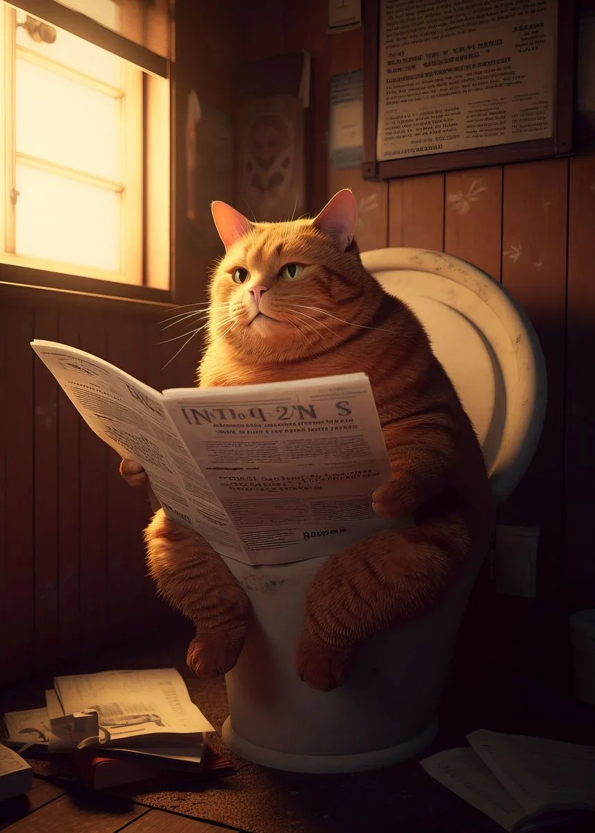 Fat Cat Toilet Newspaper