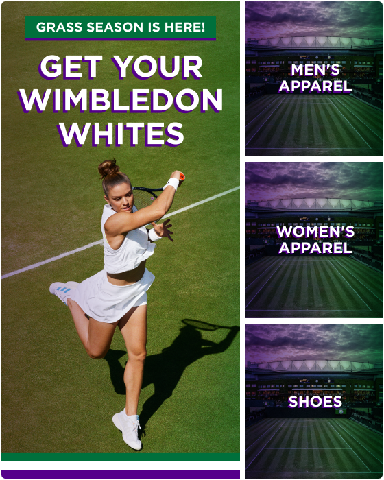 Wimbledon White Racquets, Shoes, Bags, Apparel and More!